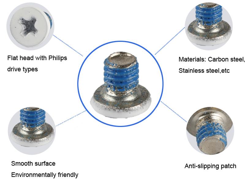 micro nylok screw flat head phillips screws