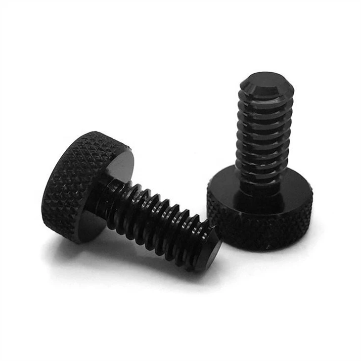 Black Anodized Aluminum 6061 Knurled Thumb Screws